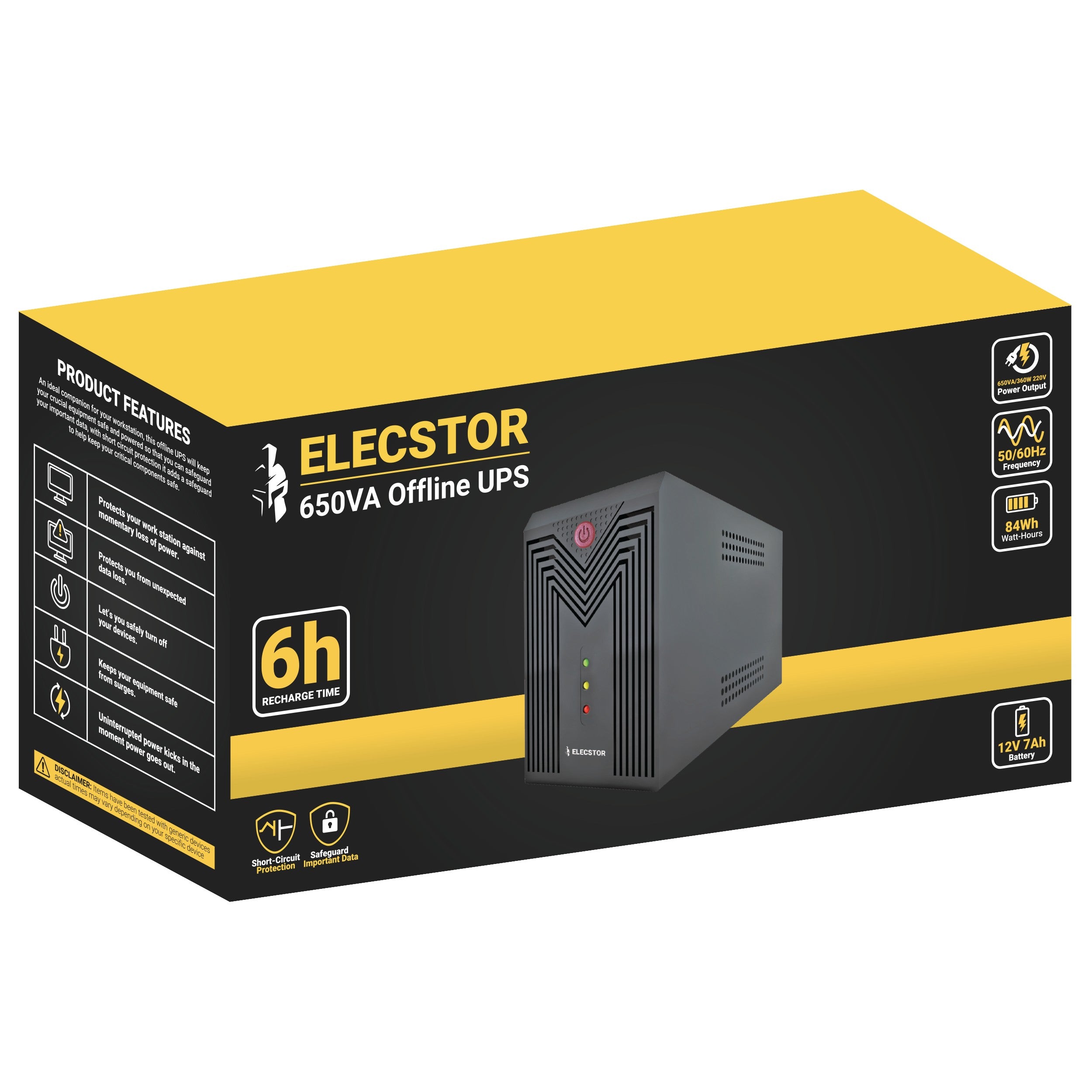 ELE-650VA - ELECSTOR 650VA OFFLINE UPS - PACKSHOT wt