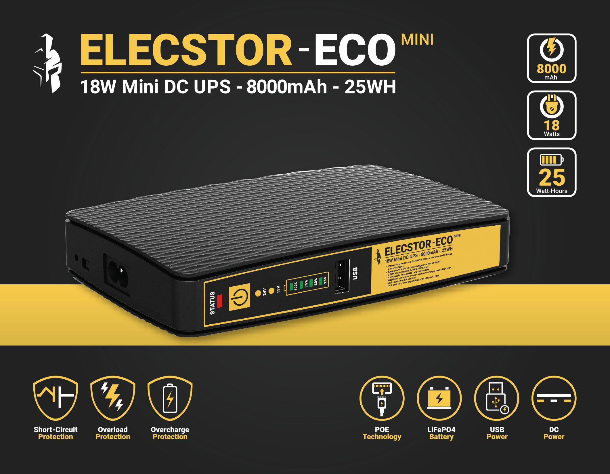 Elecstor - ELE-ECO Mini - 18W - 8000mAh - 25Wh - Front