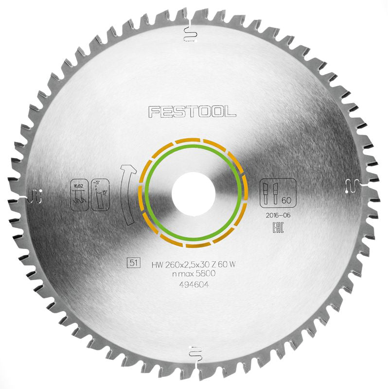 Saw Blade Hw 260 X2,5 X30 W60