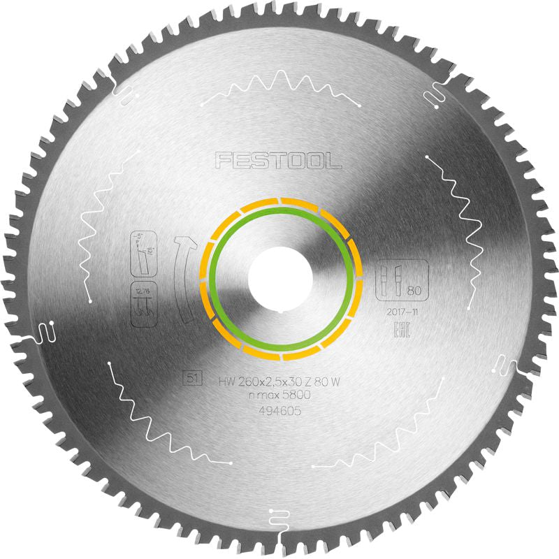 Saw Blade Hw 260 X2,5 X30 W80