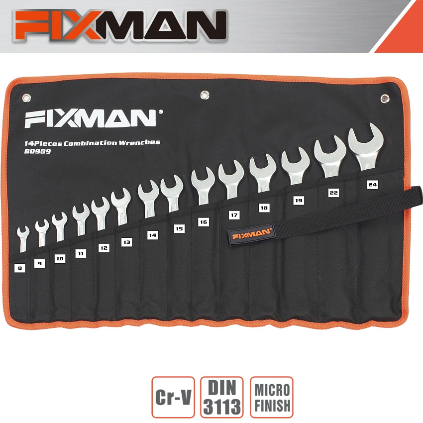 Fixman 14 Pcs Combination Spanner Set 8 Mm 24 Mm