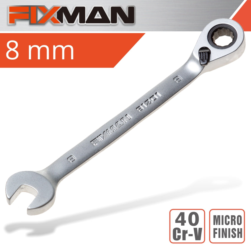 Fixman Reversible Combination Ratcheting Wrench 8 Mm