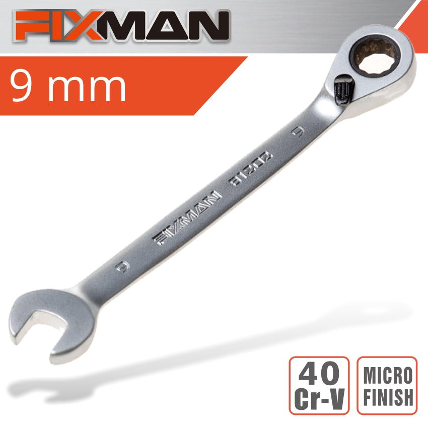 Fixman Reversible Combination Ratcheting Wrench 9 Mm