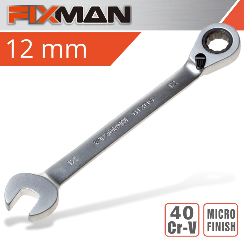 Fixman Reversible Combination Ratcheting Wrench 12 Mm