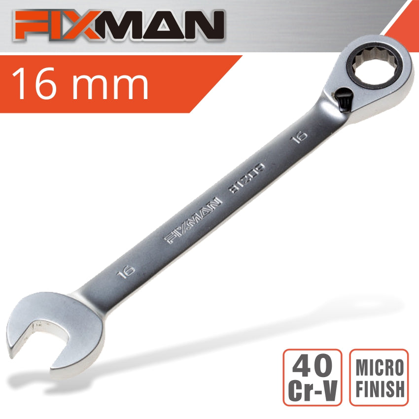 Fixman Reversible Combination Ratcheting Wrench 16 Mm