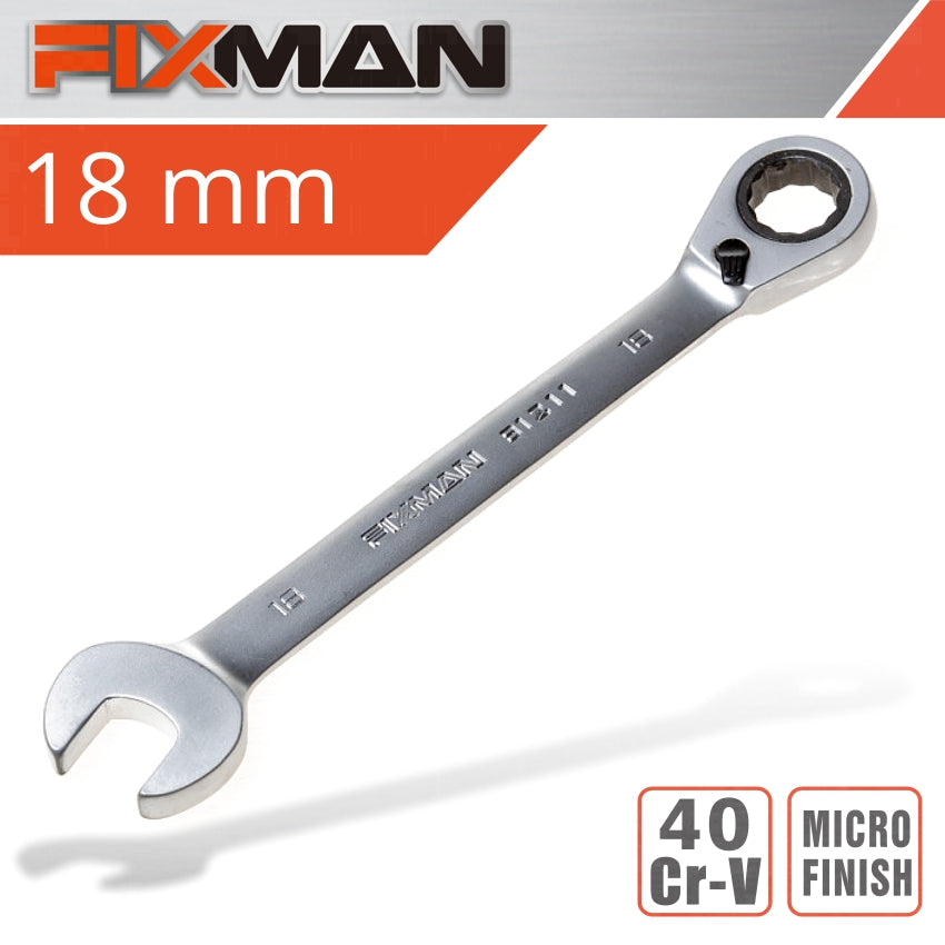 Fixman Reversible Combination Ratcheting Wrench 18 Mm