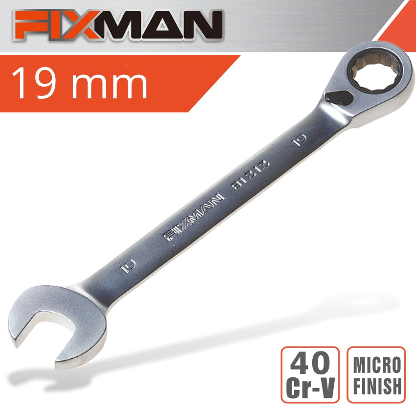 Fixman Reversible Combination Ratcheting Wrench 19 Mm