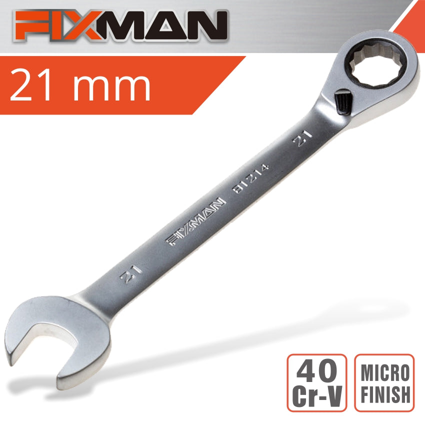 Fixman Reversible Combination Ratcheting Wrench 21 Mm