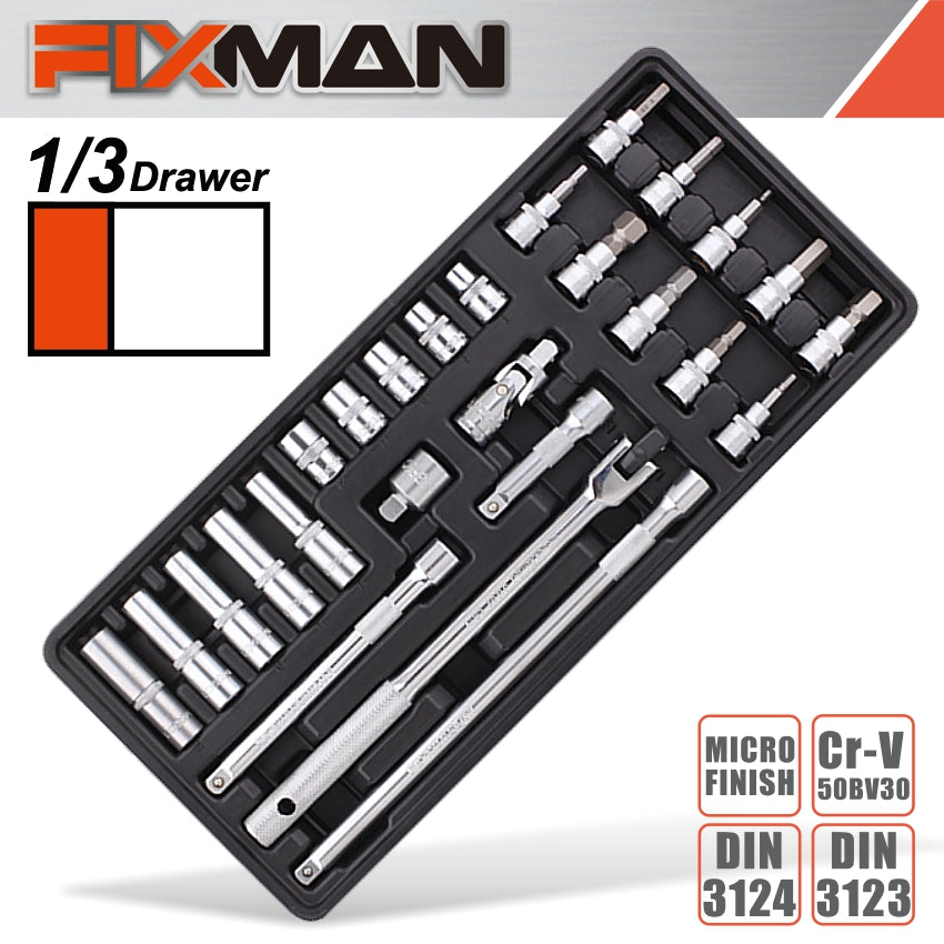 Fixman 26 Pc 3/8' Dr.Sockets & Accessories