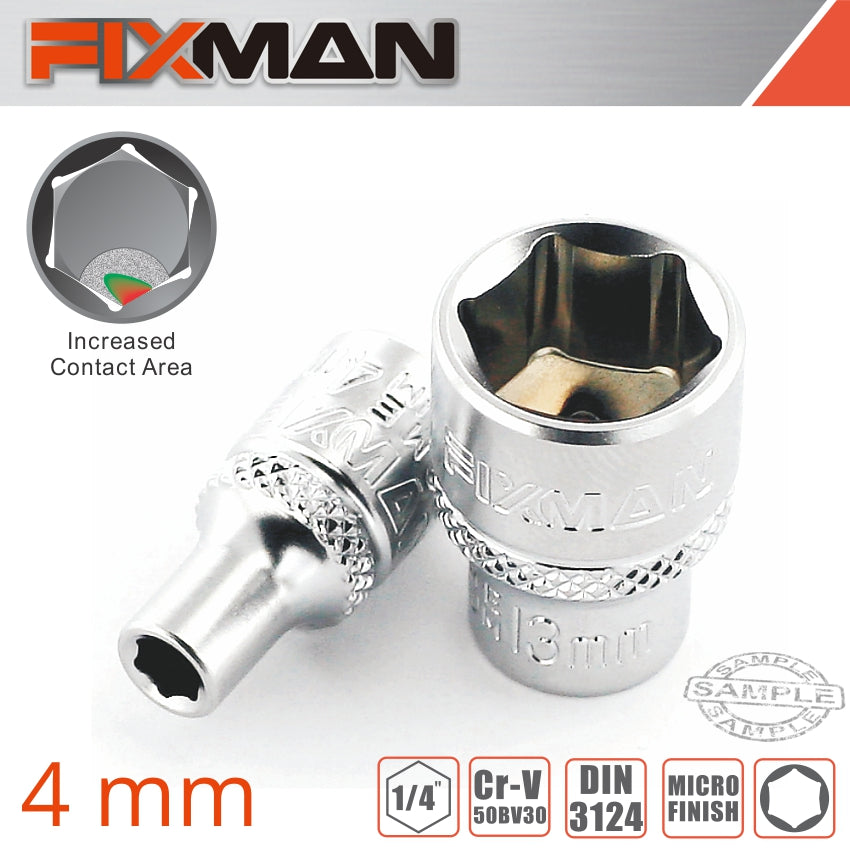 Fixman 1/4' Drive Hex Socket 4 Mm