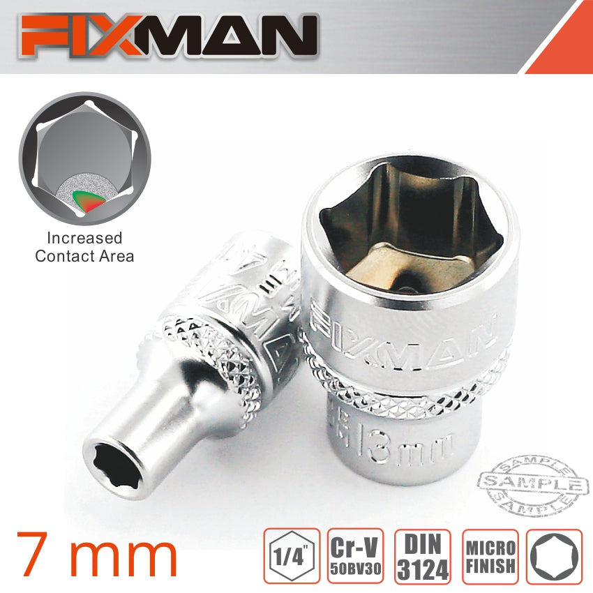 Fixman 1/4' Drive Hex Socket 7 Mm