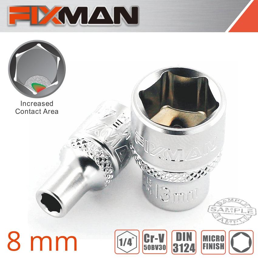 Fixman 1/4' Drive Hex Socket 8 Mm