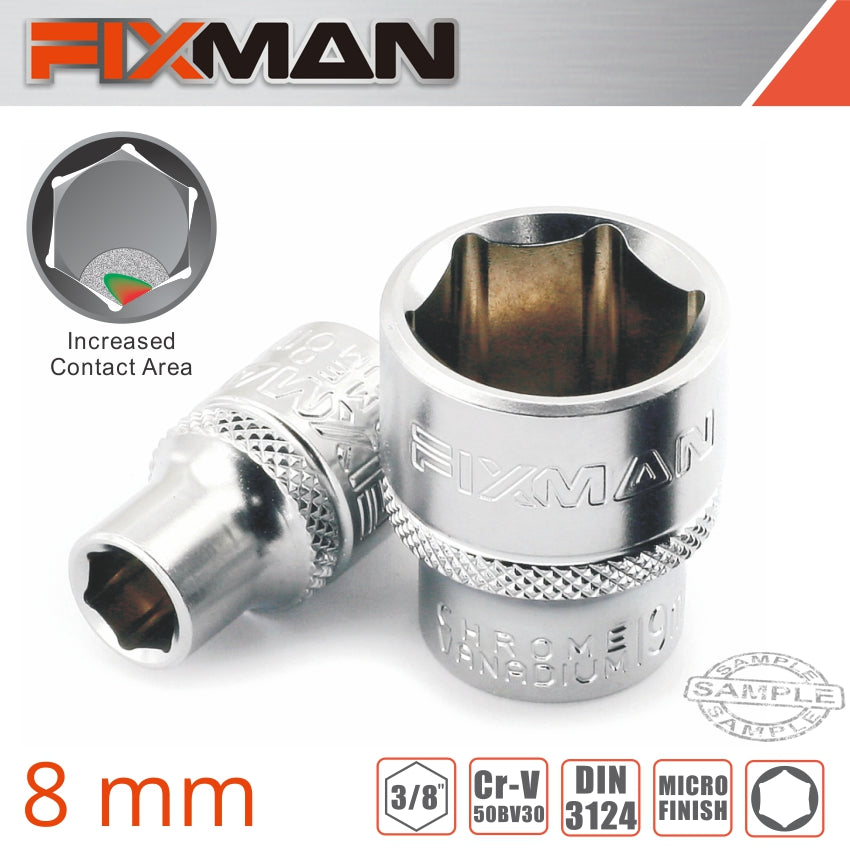 Fixman 3/8' Drive Hex Socket 8 Mm