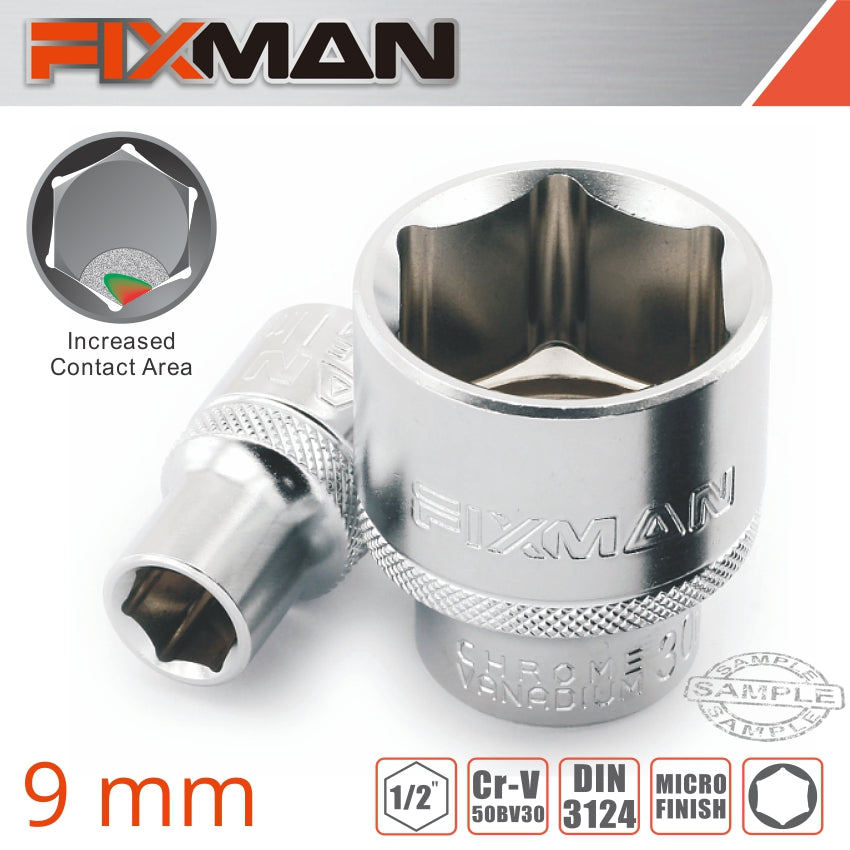 Fixman 1/2' Drive Hex Socket 9 Mm X 21.8 Mm