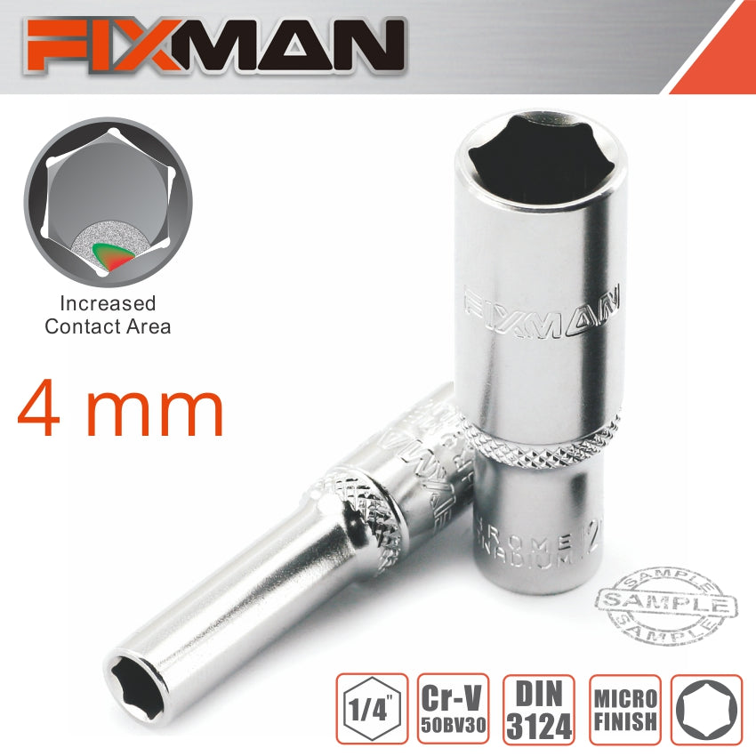 Fixman 1/4' Dr Deep Socket 4 Mm