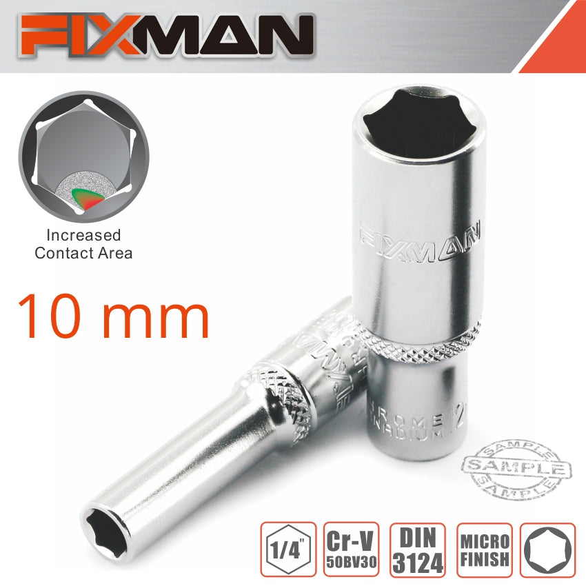 Fixman 1/4' Dr Deep Socket 10 Mm