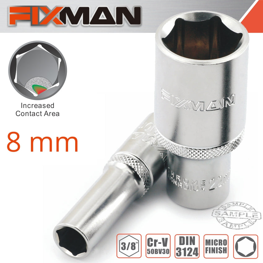 Fixman 3/8' Dr Deep Socket 8 Mm