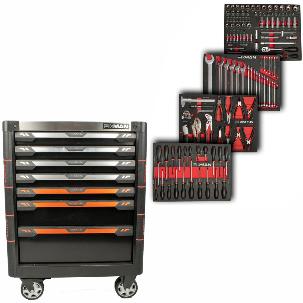 Fixman 7 Drawer Ind. Roller Cabinet On Castors With 145 Pc Of Stock