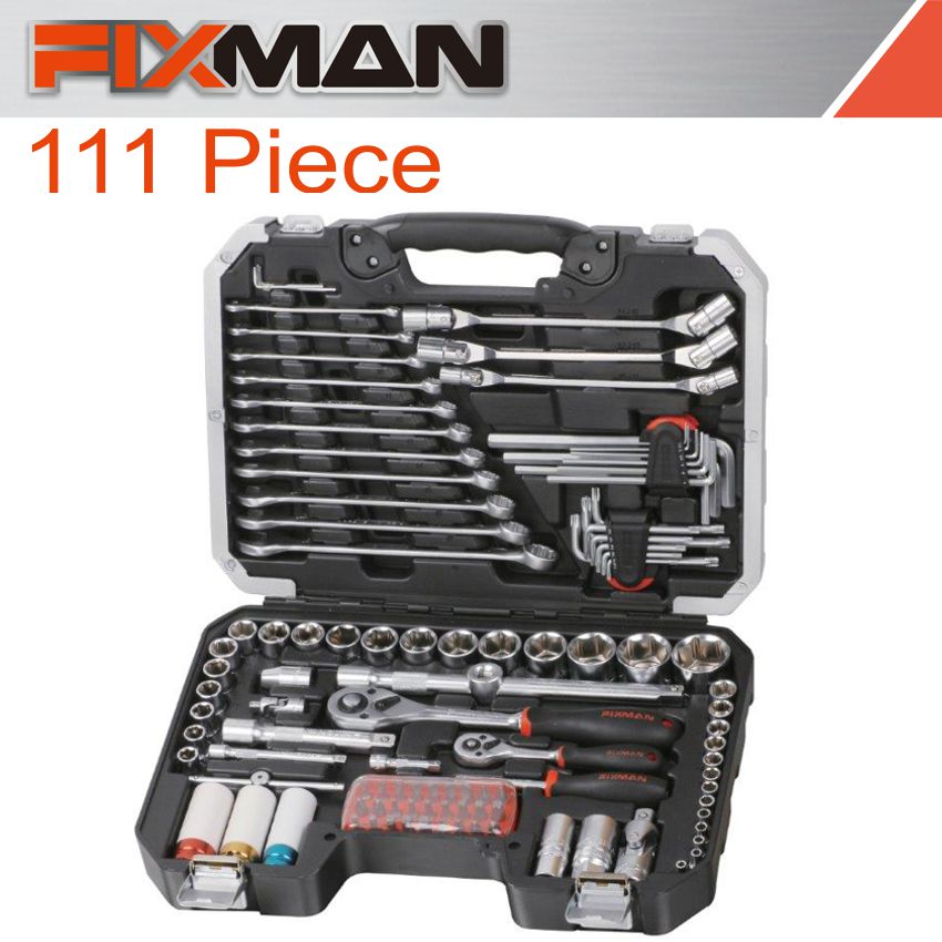 Fixman Socket Tool Set 111 Pc 1/4'&1/2' Drive