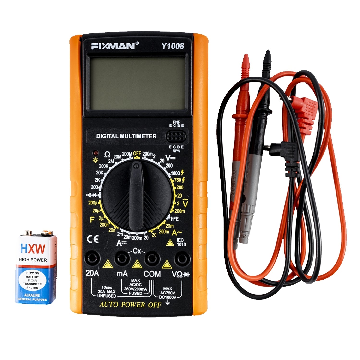 Fixman Multimeter Dc/Ac 200 Mv,2 V,20 V,200 V,1000 V 9 V Bat