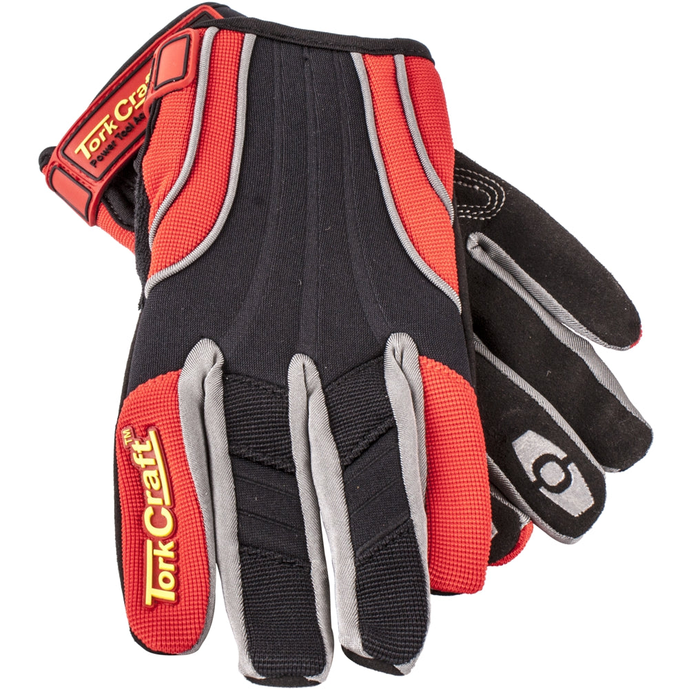 Mechanics Glove Small Synthetic Leather Reinforced Palm Spandex Red