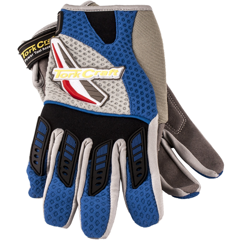 Mechanics Glove Large Synthetic Leather Palm Air Mesh Back Blue