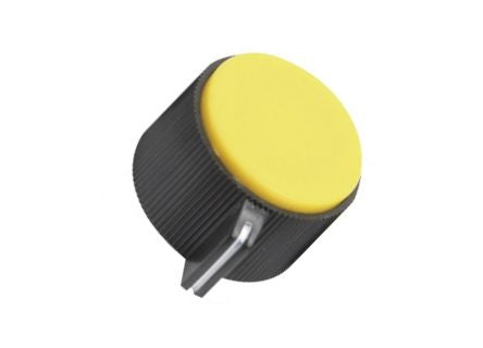 Knob Black Plastic With Yellow Top 19mm Kn113 B Yl