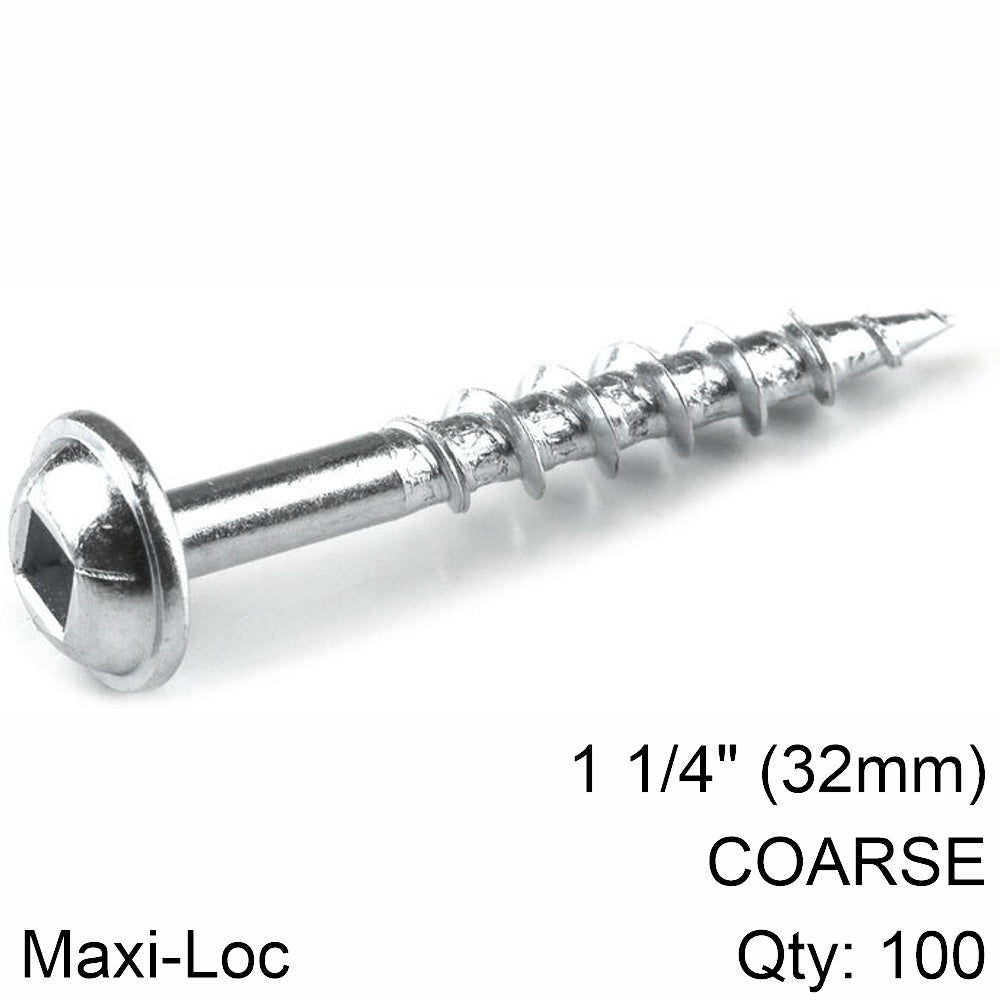 Kreg Zinc Pocket Hole Screws 32 Mm 1.25' #8 Coarse Thread Mx Loc 100 Ct