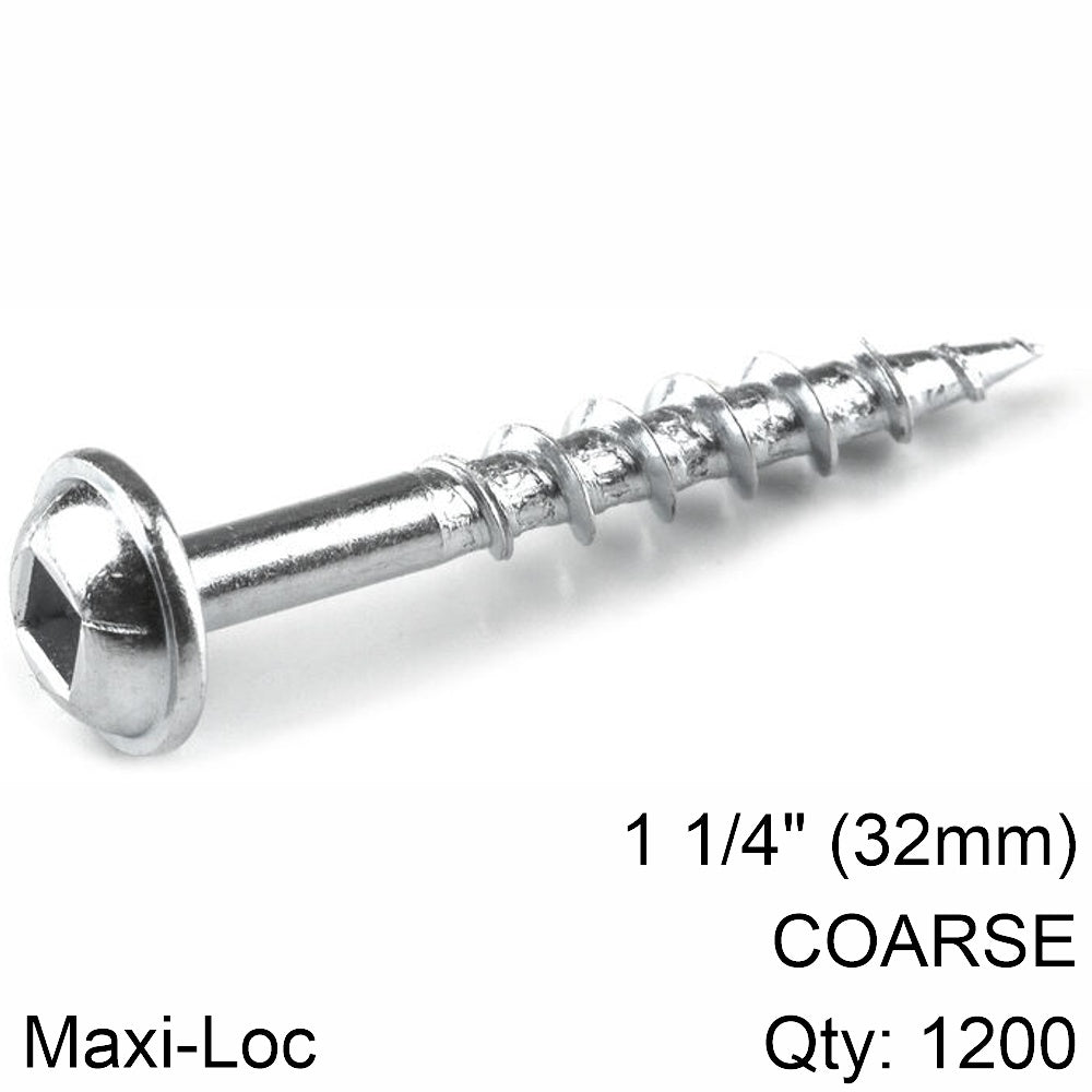 Kreg Zinc Pocket Hole Screws 32 Mm 1.25' #8 Coarse Thread Mx Loc 1200 Ct