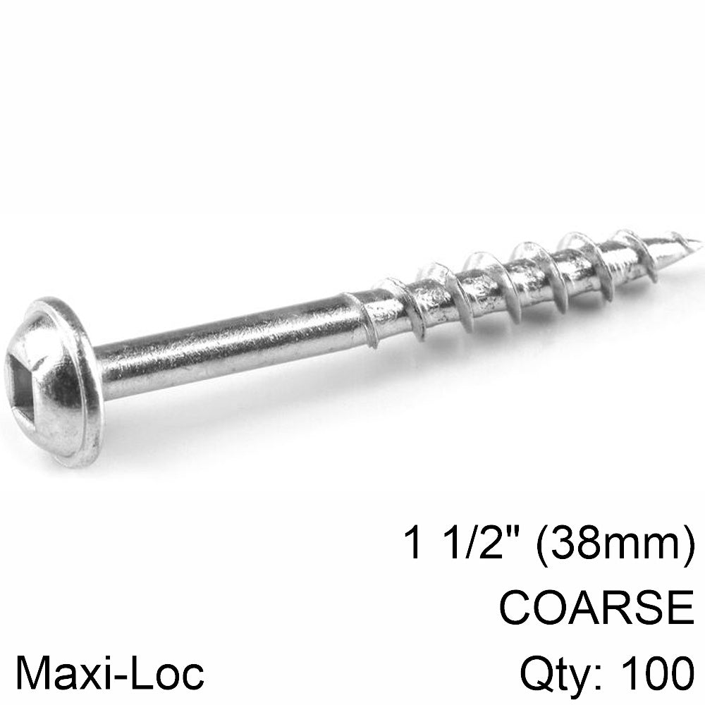 Kreg Zinc Pocket Hole Screws 38 Mm 1.50' #8 Coarse Thread Mx Loc 100 Ct