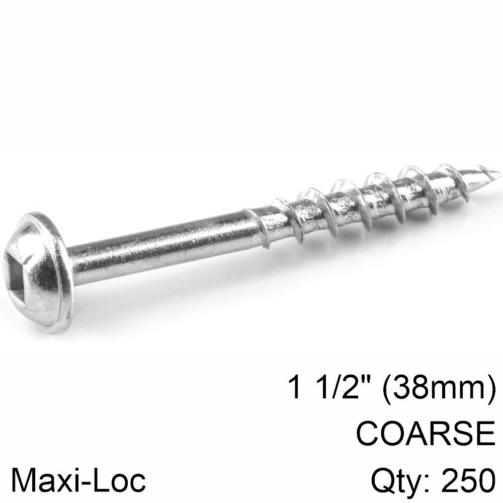 Kreg Zinc Pocket Hole Screws 38 Mm 1.50' #8 Coarse Thread Mx Loc 250 Ct