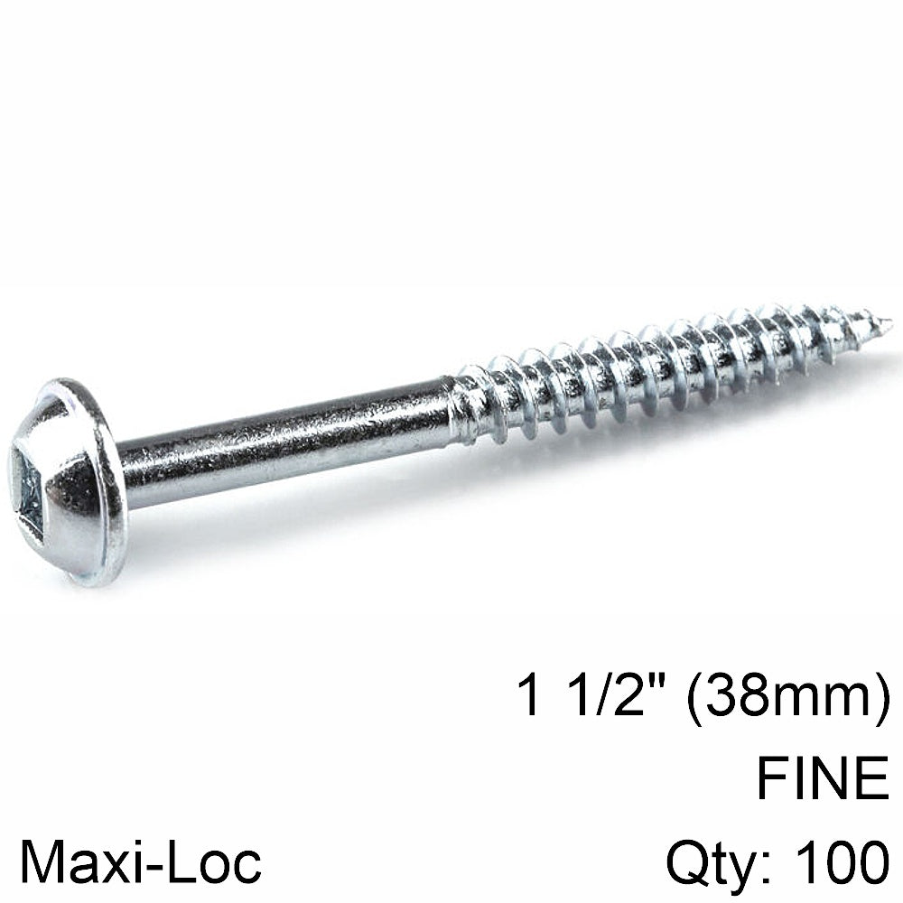 Kreg Zinc Pocket Hole Screws 38 Mm 1.50' #7 Fine Thread Mx Loc 100 Ct