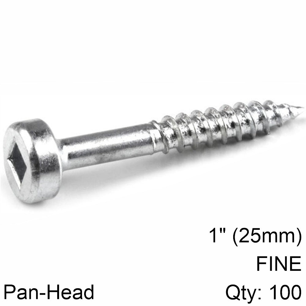 Kreg Zinc Pocket Hole Screws 25 Mm 1.00' #6 Fine Thread Pan Head 100 Ct