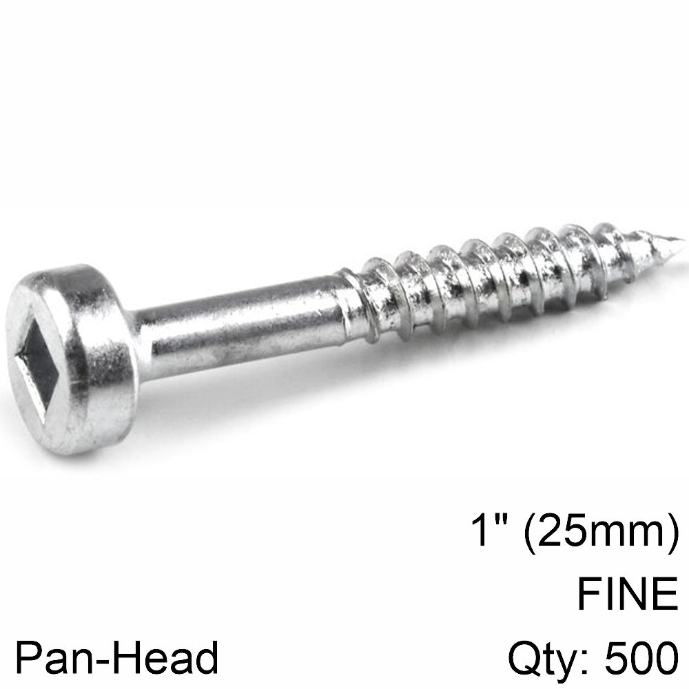 Kreg Zinc Pocket Hole Screws 25 Mm 1.00' #6 Fine Thread Pan Head 500 Ct