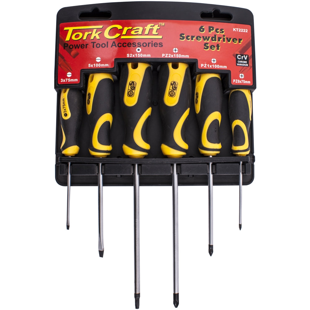 6 Pc Screwdriver Set With Wall Mountable Rack S2 Pz Sl