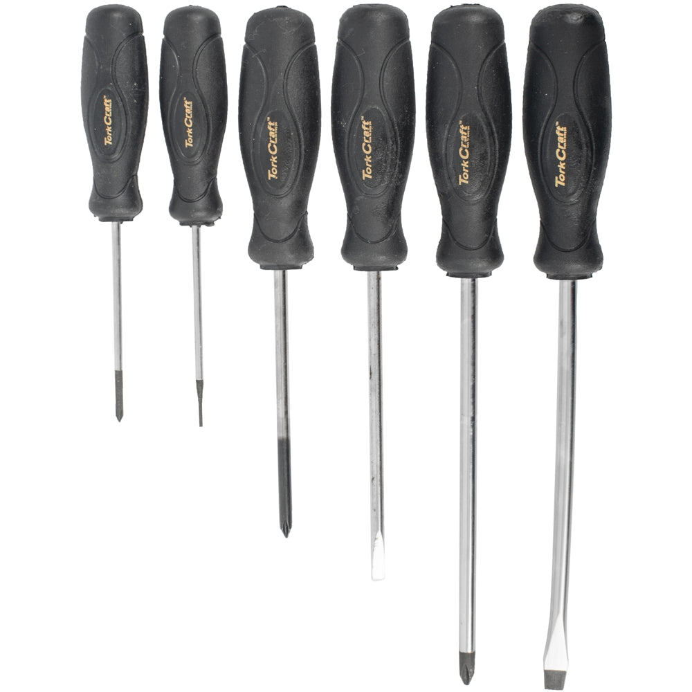 6 Pc Screwdriver Set Black Handle