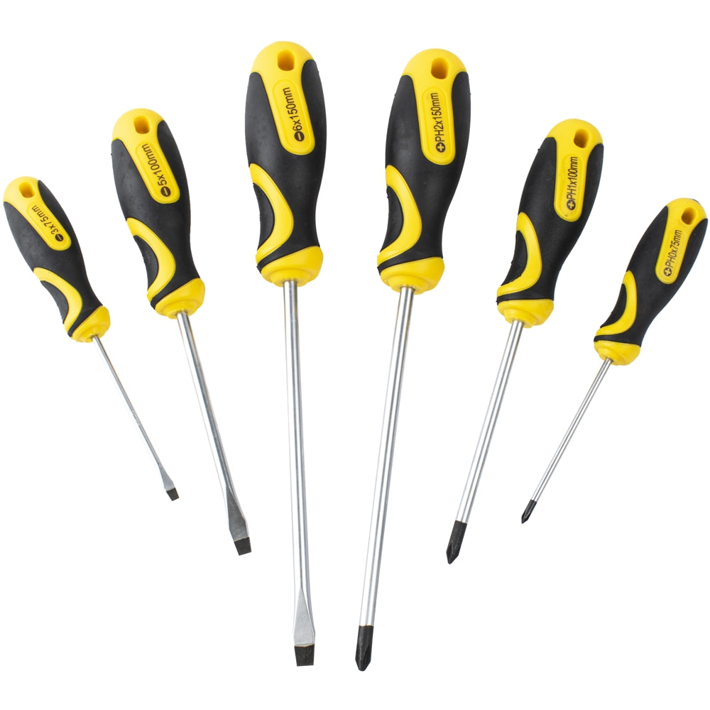 6 Pc Screwdriver Set With Wall Mountable Rack Ph Sl