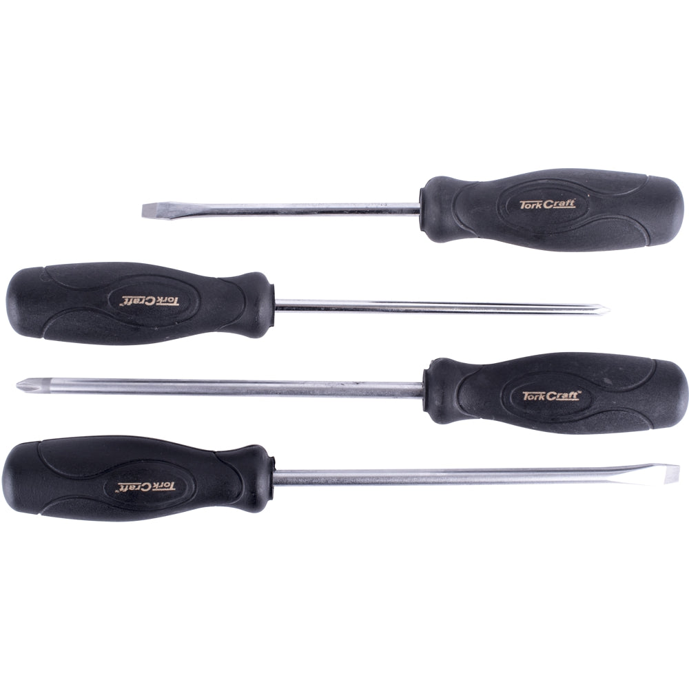 4 Pc Screwdriver Set Black Handle