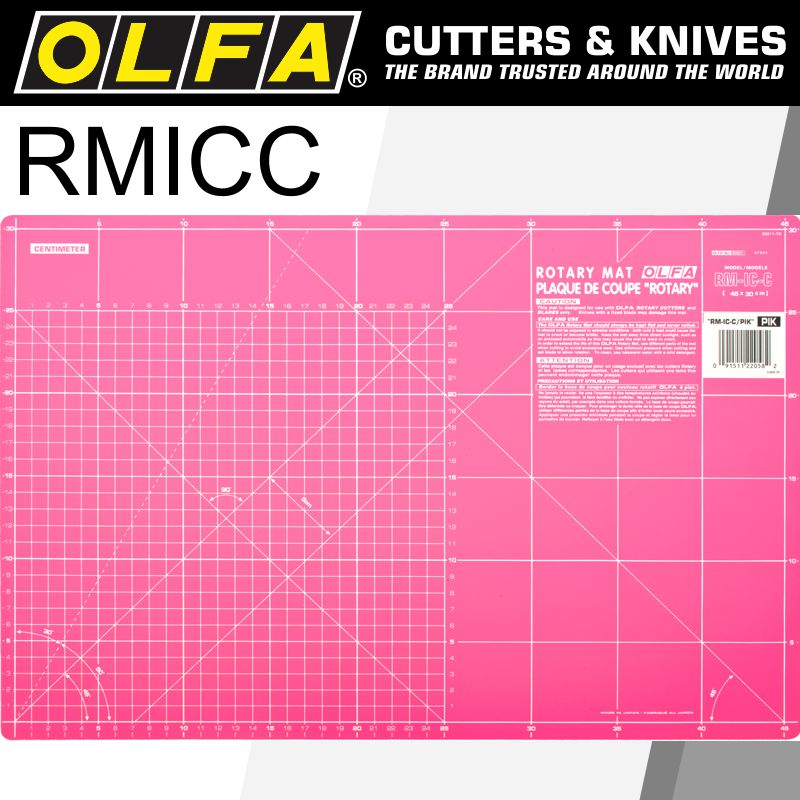 Olfa Mat Rotary 450 X 300 Mm Metric & Inch Double Sided Pink