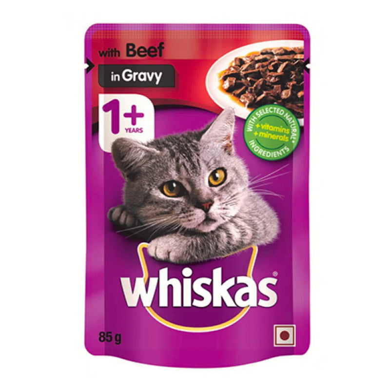 Whiskas Cat Food Pouch Beef In Gravy 85 G