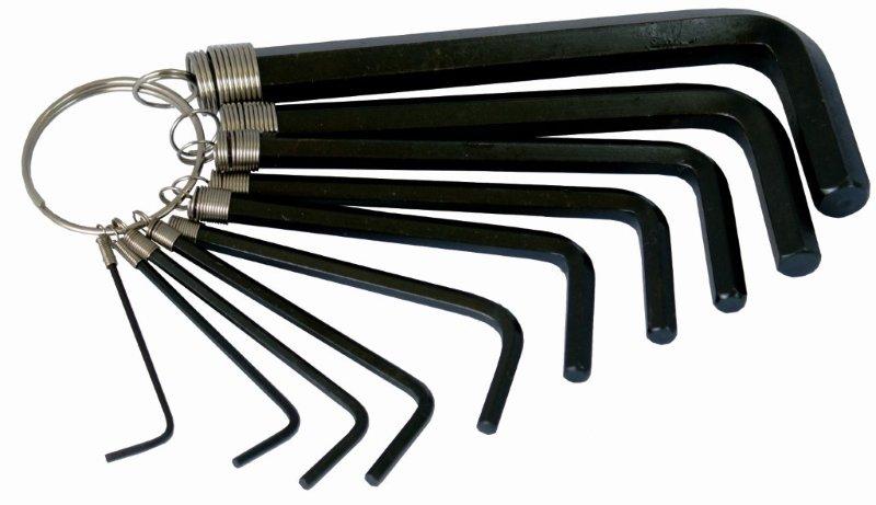 10 Pc Hex Allen Key Set On Key Ring Sizes 1.5,2,2.5,3,4,5,5.5,6,8,10 Mm