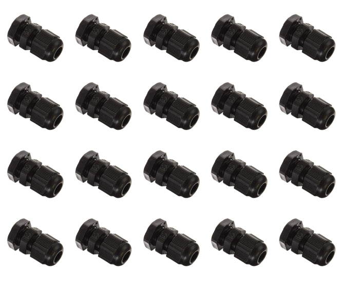 Black Compression Gland Ph=12.5mm Cab=3 6.5mm 100/Bag Pg7 Blk