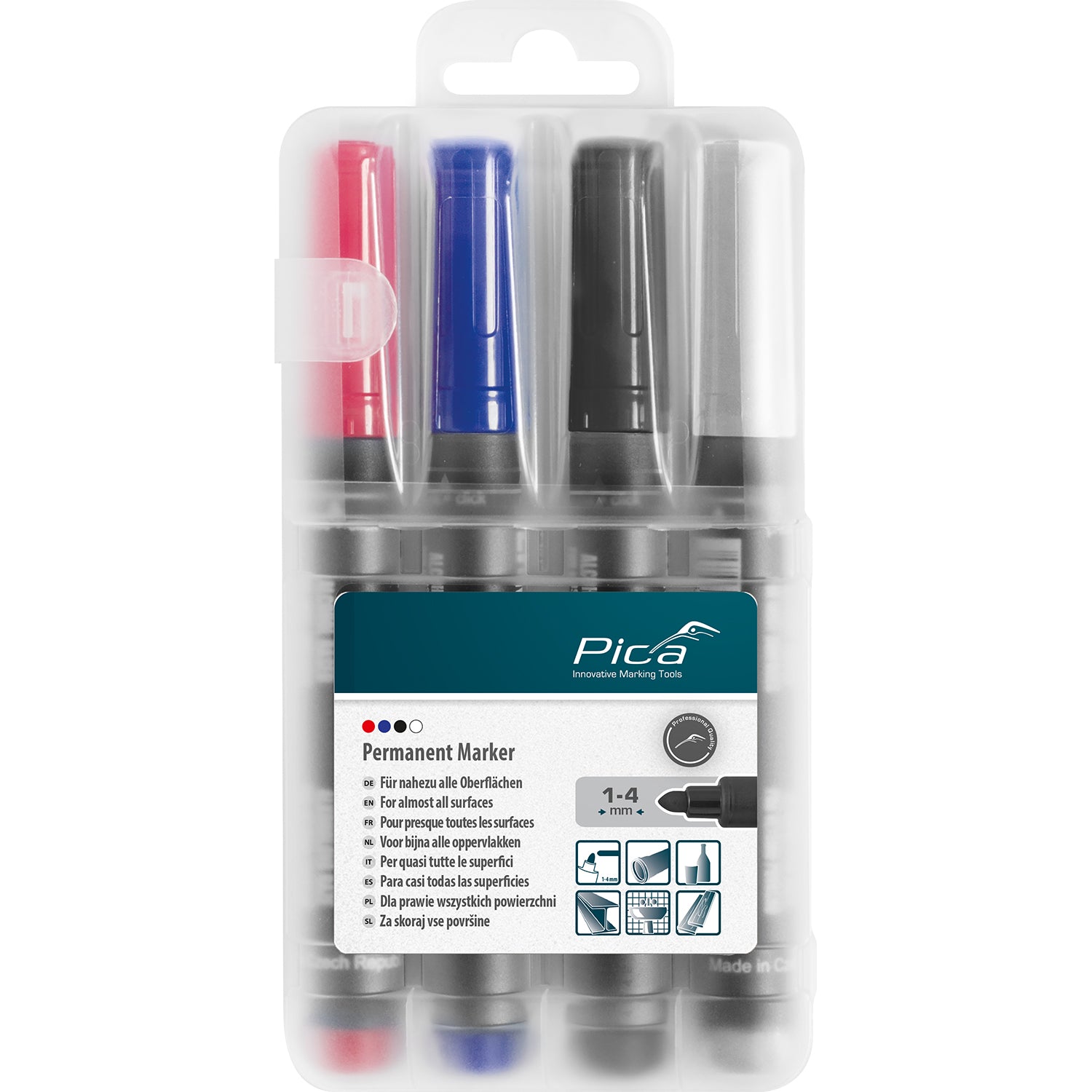 Permanent Marker 4 Pc Set 1 4 Mm Ass. Colors With Instand White