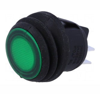 Round Rocker Switch 240 Vac Gr Dpst Illuminated B1322 Green