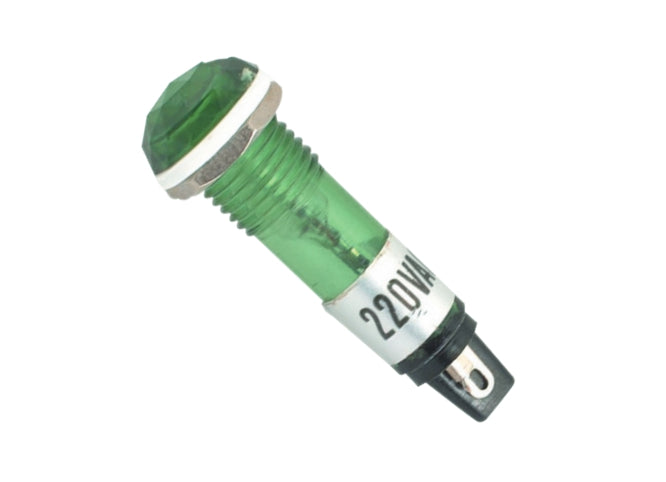 Neon Pilot Light 220 Vac Ph=10mm Green R763 F Gr