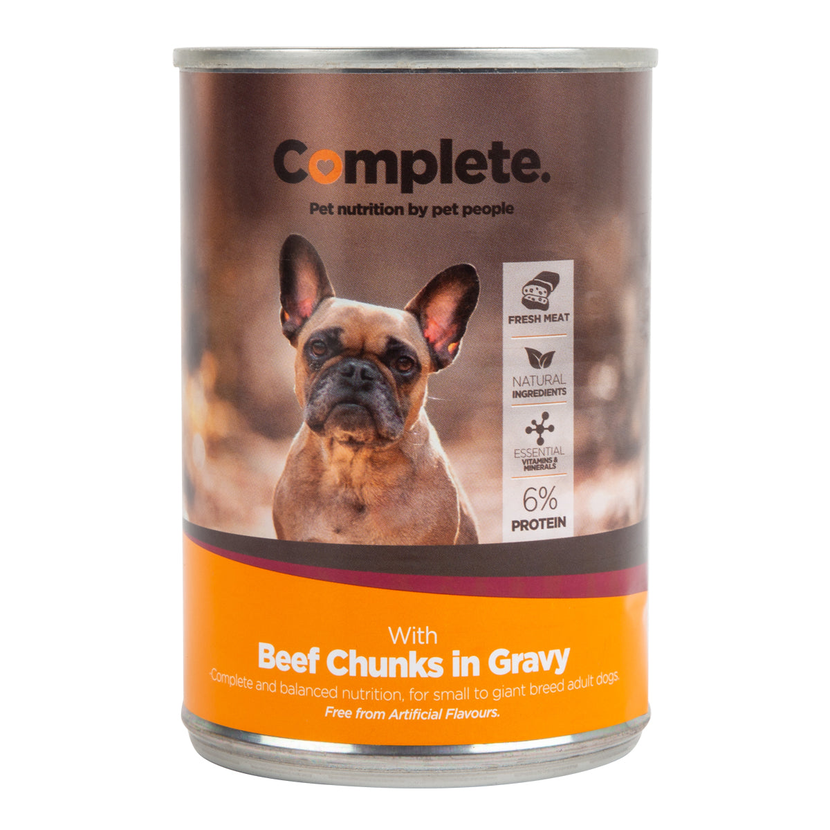 Complete Dog Food Tin Beef Chunks 385 G