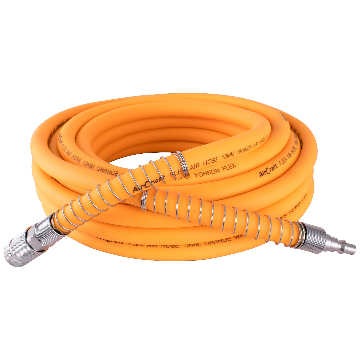 Flex Air Hose Kit 10 Mm X 10 M Orange W/Quick Coupler & Connector Yohko