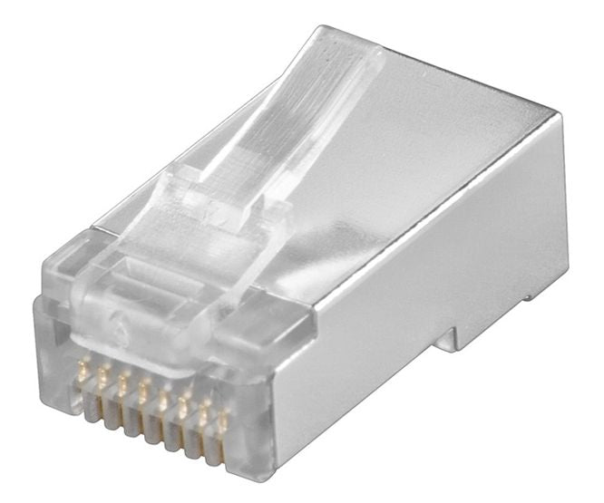 Modular Plug 8 W Rj45 Cat5 Connector Shielded Chrome X98088 S