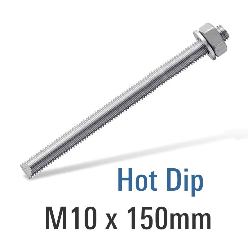 8.8 Hot Dip Galv Stud M10 X150 With Nut And Washer