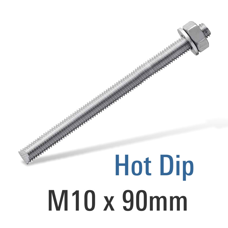 8.8 Hot Dip Galv Stud M10 X90 With Nut And Washer